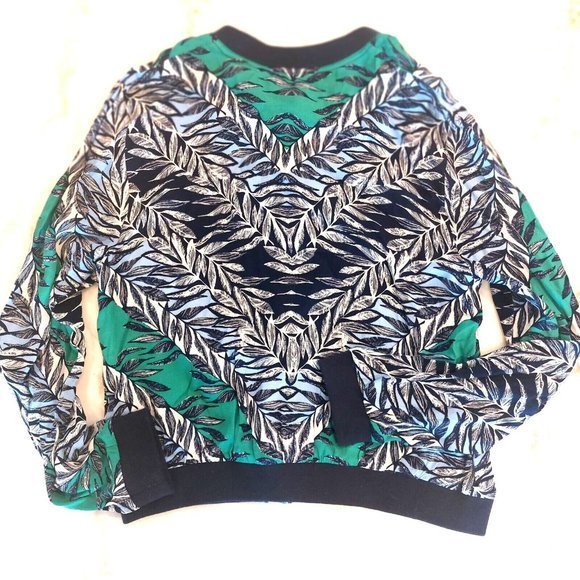 Laundry By Shelli Segal Leaf Print Zip Up Viscose Jacket Size 12 - Picture 2 of 7